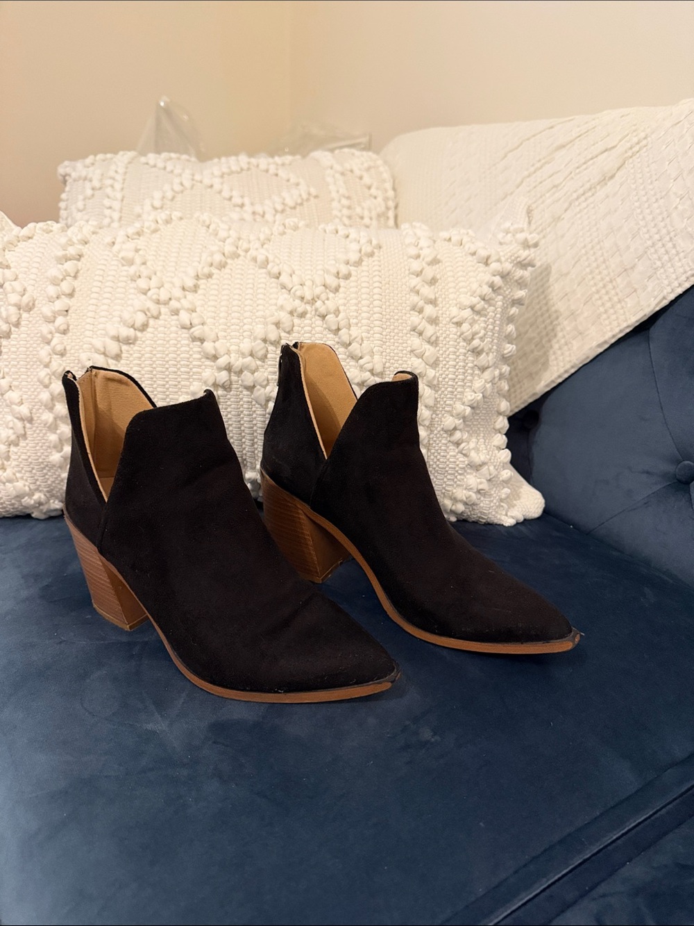 Black Suede Women’s Ankle Booties with Block Heel